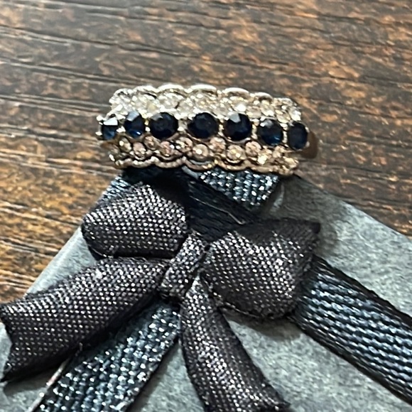 Micro Paved Sapphire Blue Zircon Ring Size 7 - Picture 2 of 3